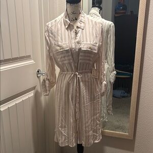 Striped Cream Shirt Dress